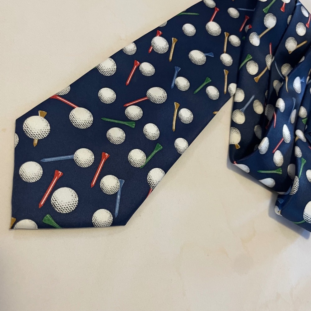 Golf Balls &‎ Tees Men's Necktie Novelty Print Blue PARQUET Career